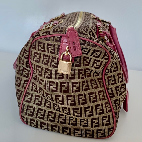 FENDI ZUCCA BOSTON /Pink /Rare - Picture 3 of 8